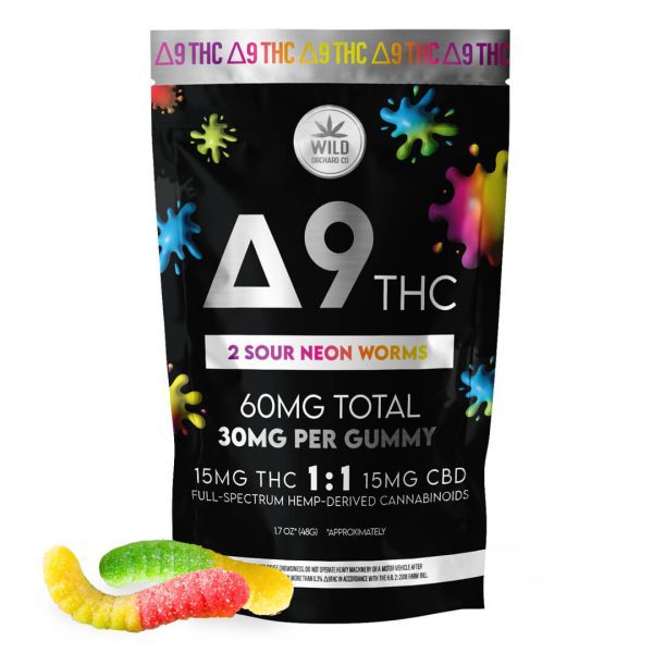 Box of Wild Orchard D9 2CT Sour Gummy Worm 60mg