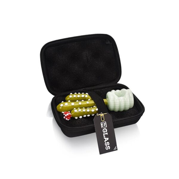 EG Glass - BSH12 Potted Cactus Honeycomb Hand Pipe - protective case.