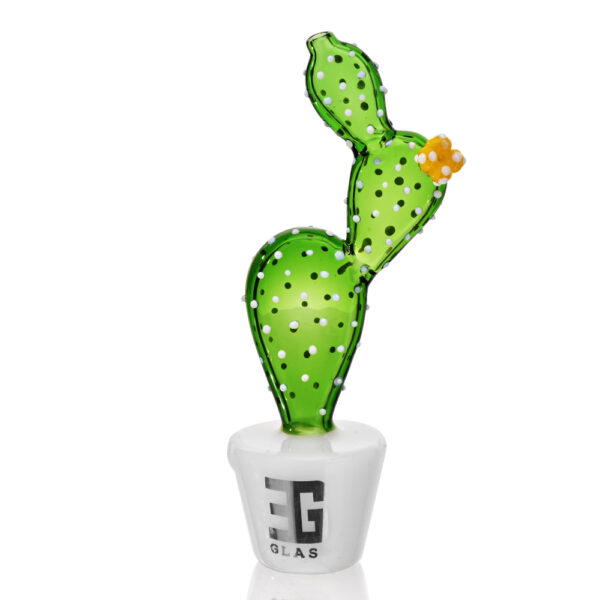 EG Glass - BSH16 Transparent Potted Prickly Pear Hand Pipe 6.5 - WHITE