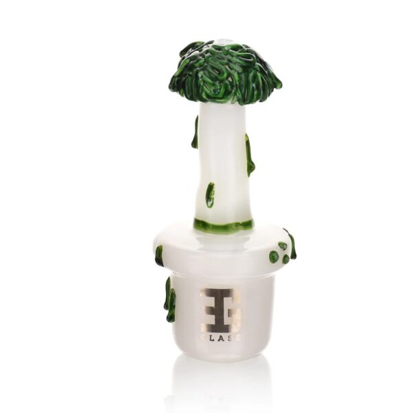 EG Glass - BSH20 Potted Green Brain Mushroom Hand Pipe - WHITE