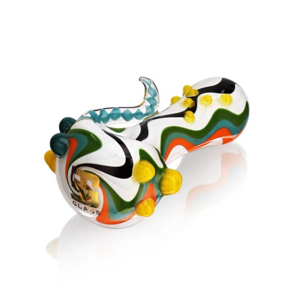 EG Glass - EGH02 Twisted Horn Wig Wag Hand Pipe - Green White