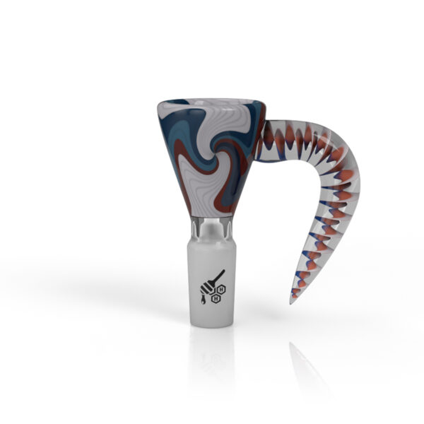 HONEYBEE HERB - MARTINI SPLASH HORN PULL BONG SLIDE - WHITE BLUE