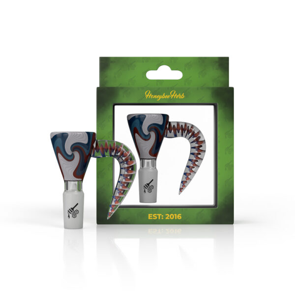 MARTINI SPLASH HORN PULL BONG SLIDE - WHITE BLUE